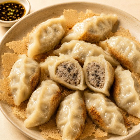 Homemade Pan-Fried Black Truffle Pork Gyoza 黑松露猪肉虾仁煎饺 (6 pcs)